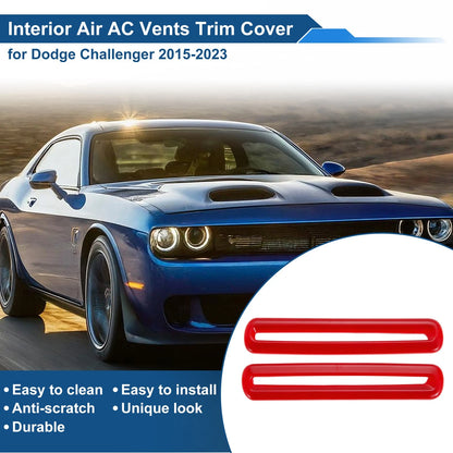 2X Air Condition Outlet Vent Trim Cover Frame for Dodge Challenger (2015–2023) Red
