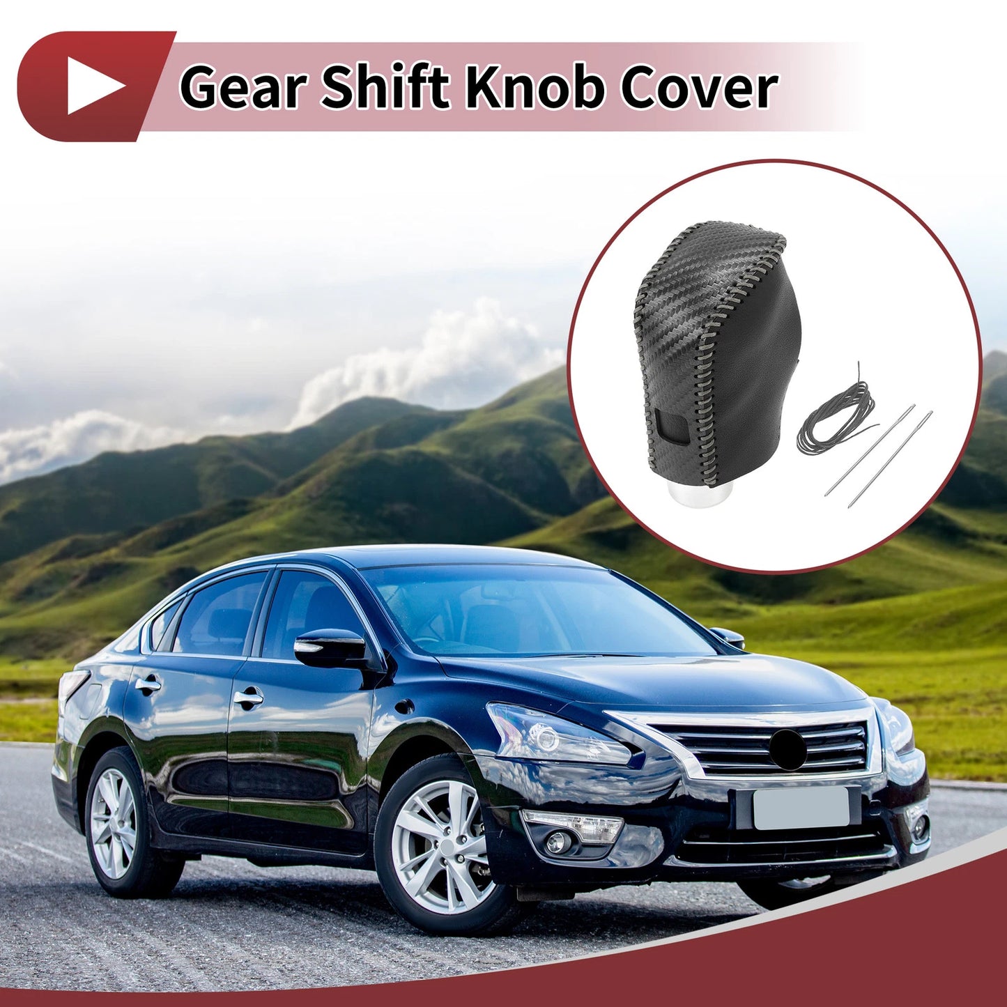 Gear Shift Knob Cover for Nissan Altima (2019–2024) Black Carbon Fiber