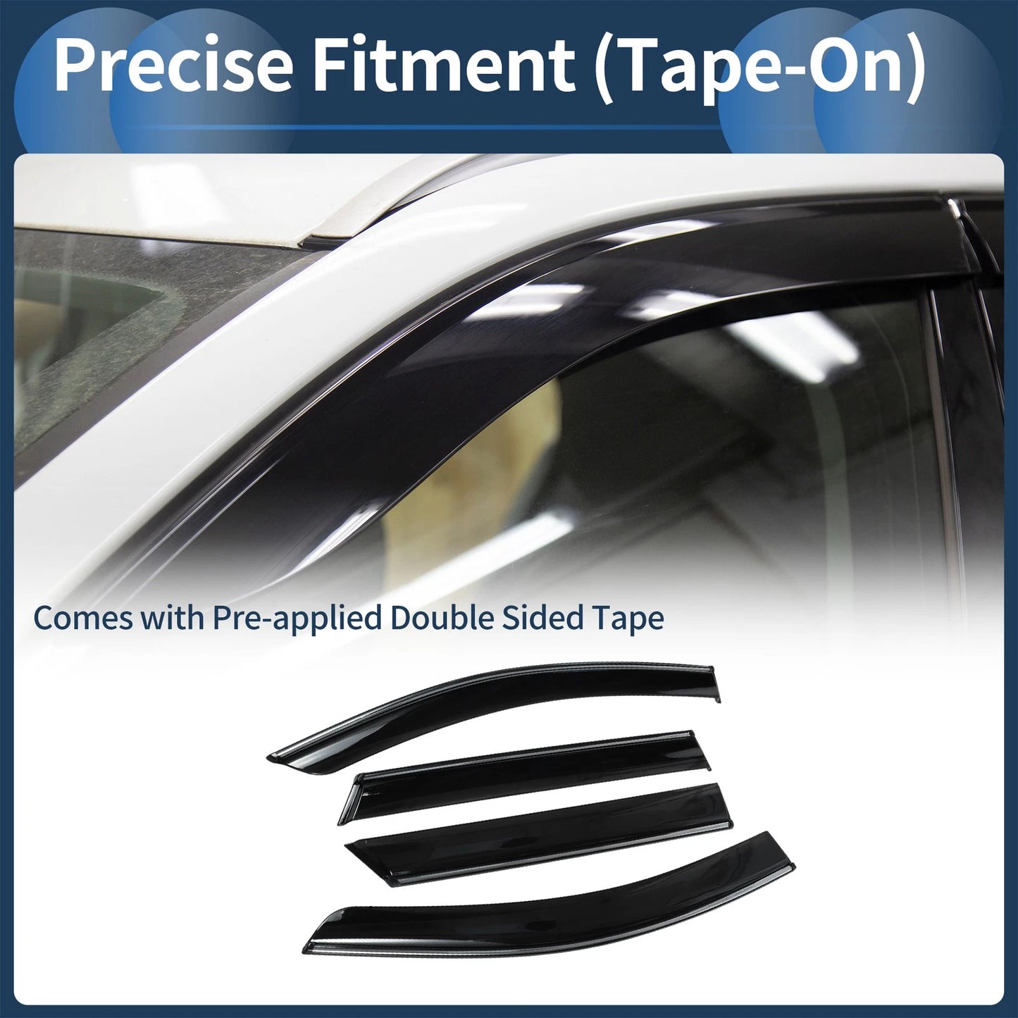 Set of 4 Window Deflectors for Toyota bZ4X (2023) - Side Vent Visors Black