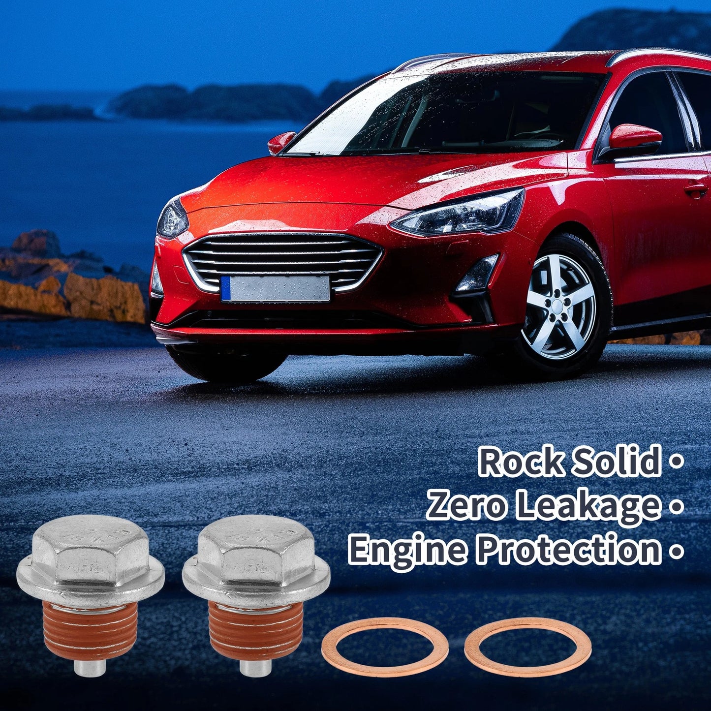 Set of 2 M18x1.5 Copper Oil Drain Plug with Gasket for Car Motorcycle