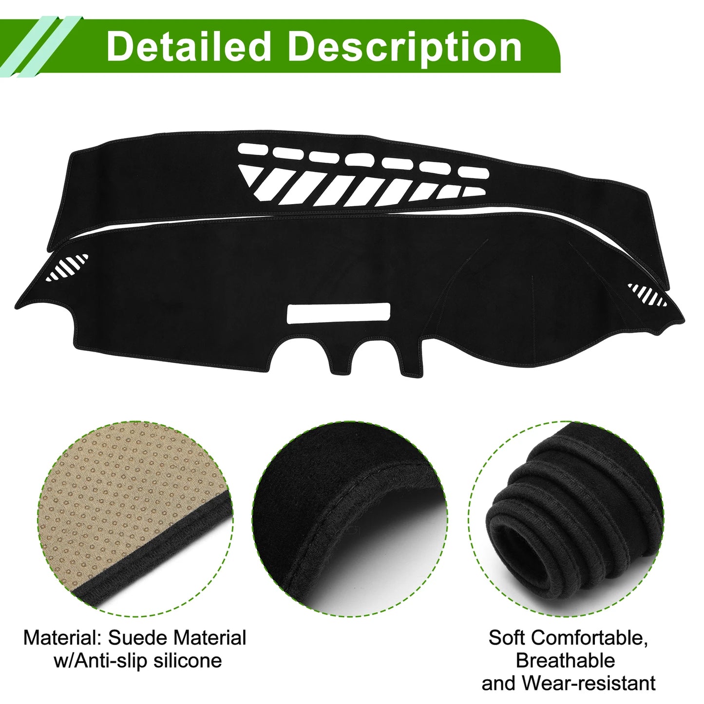 Dashboard Cover Mat for Audi A3 (2014–2020) Sun Protector Pad Black