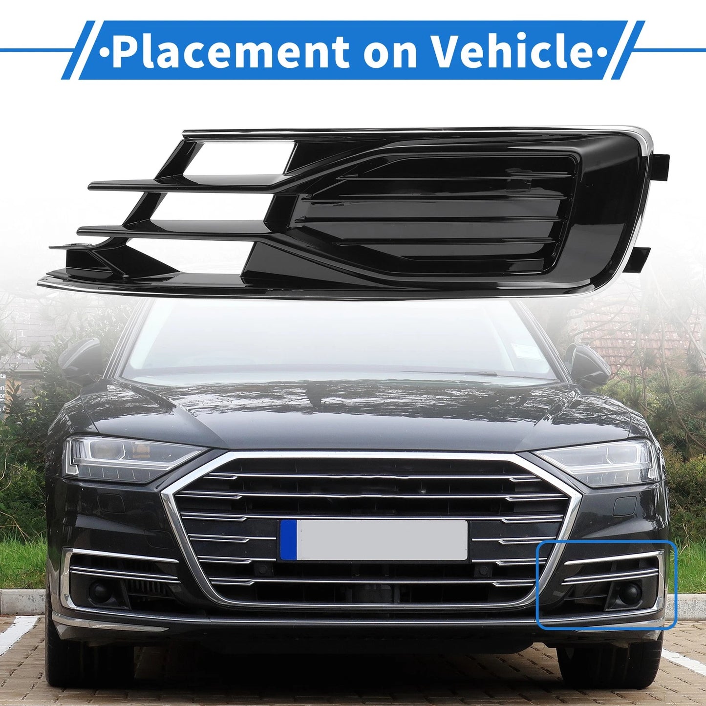 1pc Fog Light Grill for Audi A6 C7 (2014–2018) No. 4G0807681AD