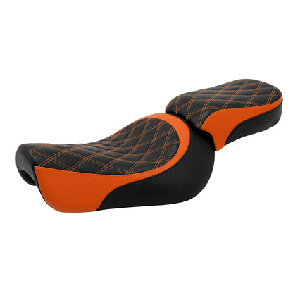 Rider & Passenger Seats for Harley Iron 883 XL883N (2016-2022) Black/Orange