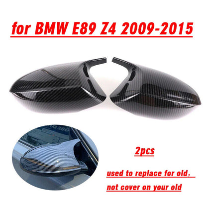 2x Carbon Pattern Rearview Mirror Cover Cap for BMW E89 Z4 (2009–2015)