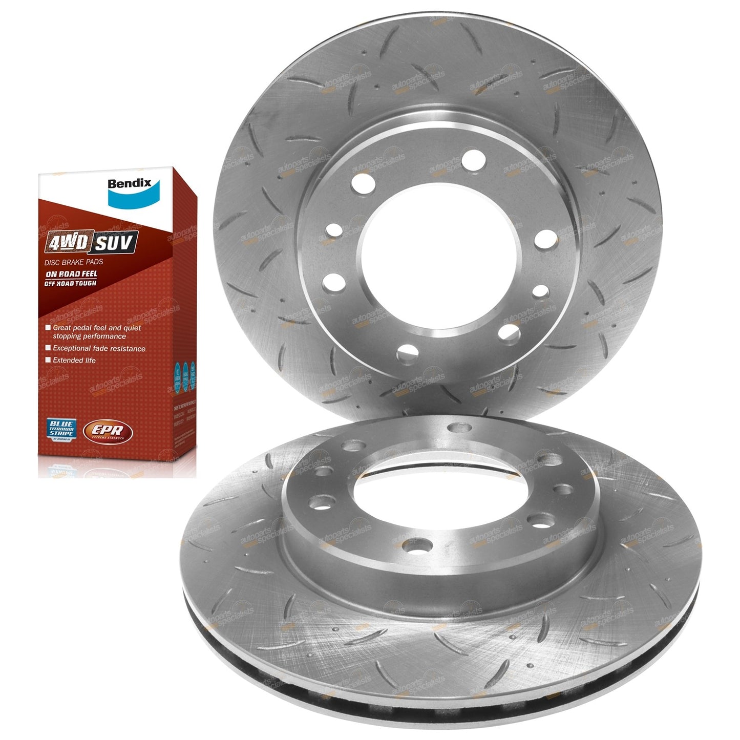 2 Drilled Slotted Front Disc Brake Rotors for Hilux (1989–1999)