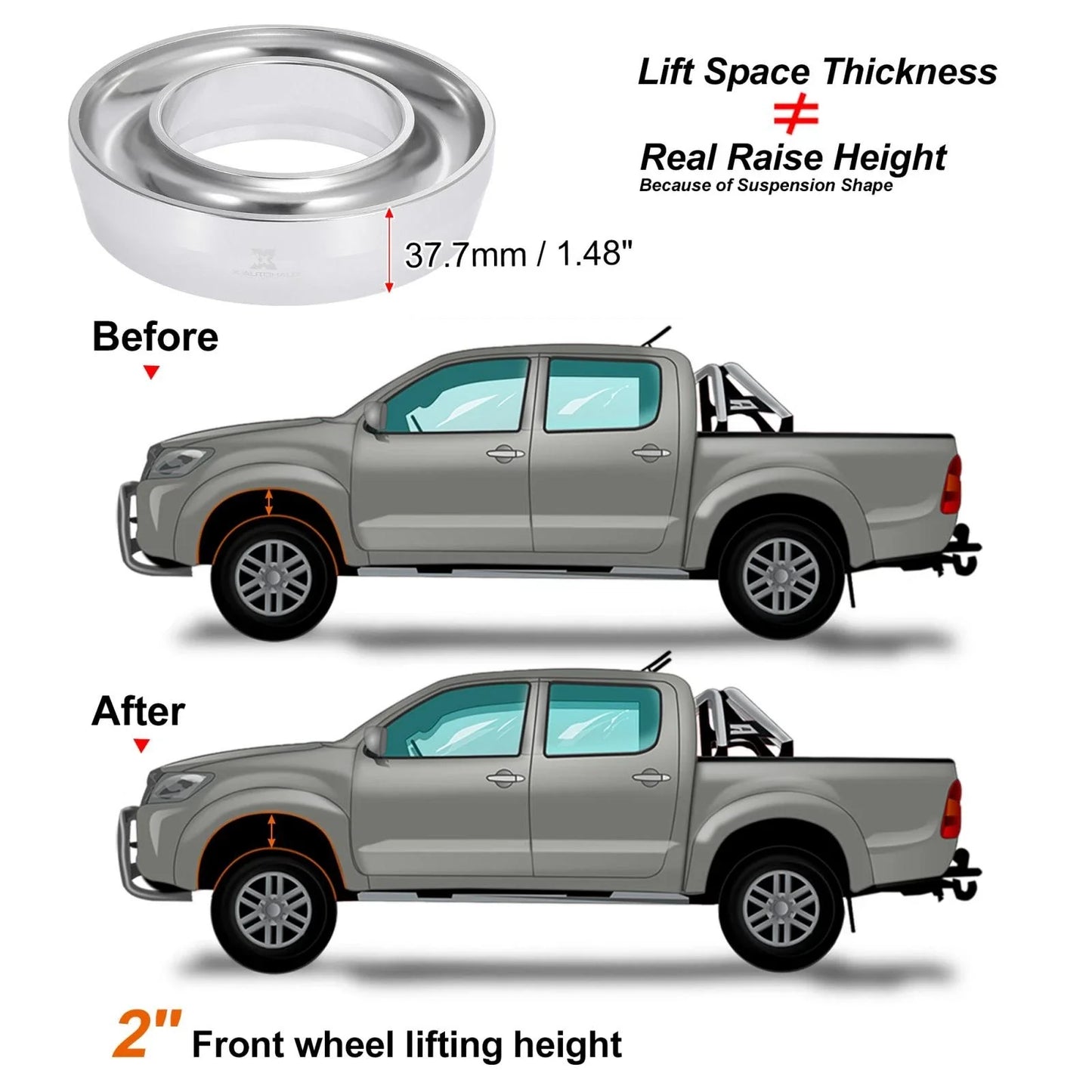 2 Inch Front Leveling Lift Kit for Dodge Ram 1500 2500 3500 2WD (1994-1998)