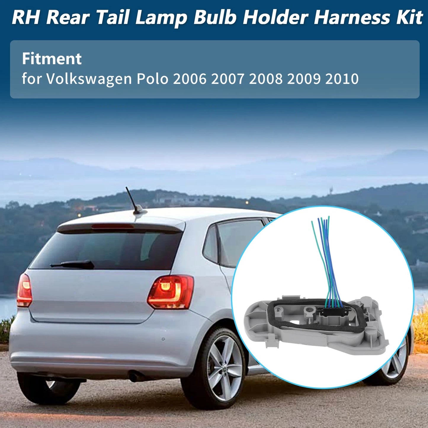 Right Tail Light Socket Wiring for VW Polo 4 9N (2006–2010) 6QD945258A