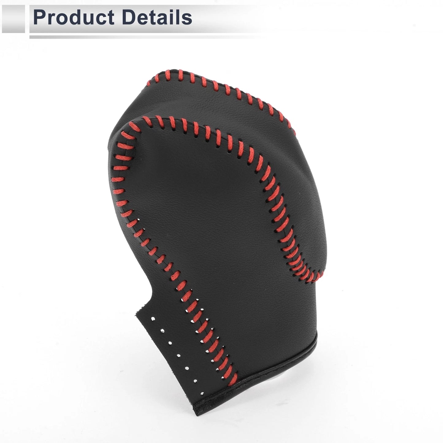 1 Pc Gear Shift Knob Cover Black Red Faux Leather for Ford Fusion (2013-2016)