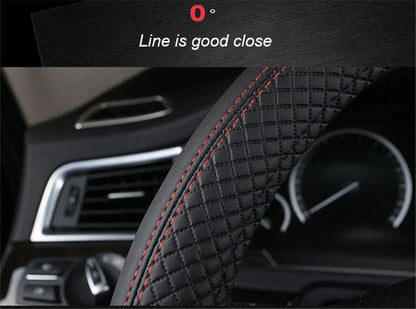1x PU Leather 15" Steering Wheel Cover for Car - Breathable Anti-slip (AU)