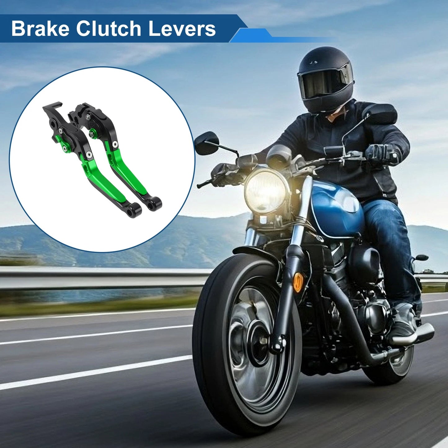 Brake Clutch Levers for KTM Duke 390 RC390 (2013–2023) Black Green Handle 1 Pair