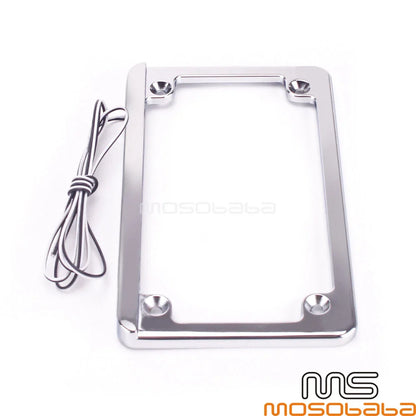 Chrome License Plate Frame w/LED Light for Harley Sportster 883