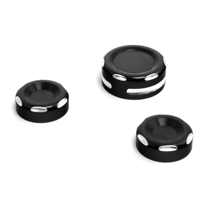 Black Fork Stem Upper Nut Bolt Covers for Harley Dyna Fat Bob FXDF (2006-2017)