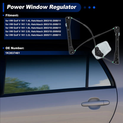 Front Left Power Window Regulator for VW Golf V (2003–2009) 1K3837461