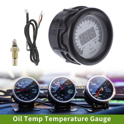 2" Oil Temp Gauge Meter Kit for Universal Vehicles (Digital, Blue LED)