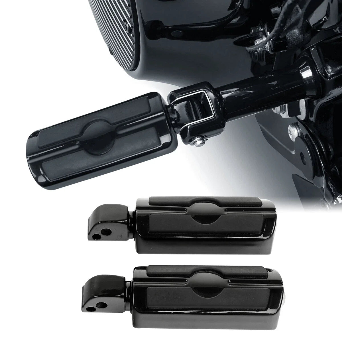 Black Passenger Footpegs for Harley Softail Deluxe Fat Bob (2018-2025)