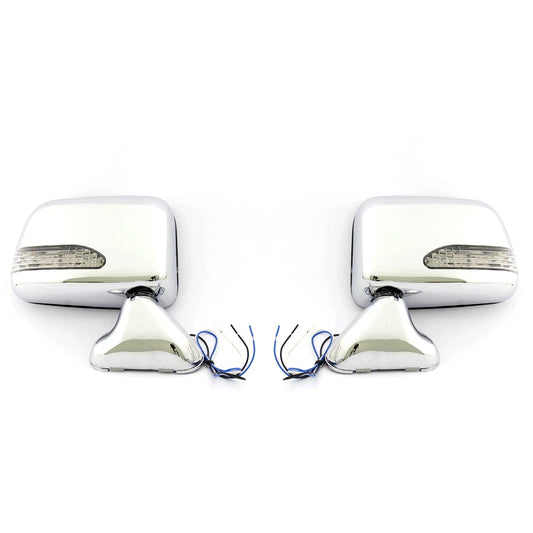 Set of 2 Chrome Door Mirrors with LED Flasher for Toyota Hilux (1988–2005)