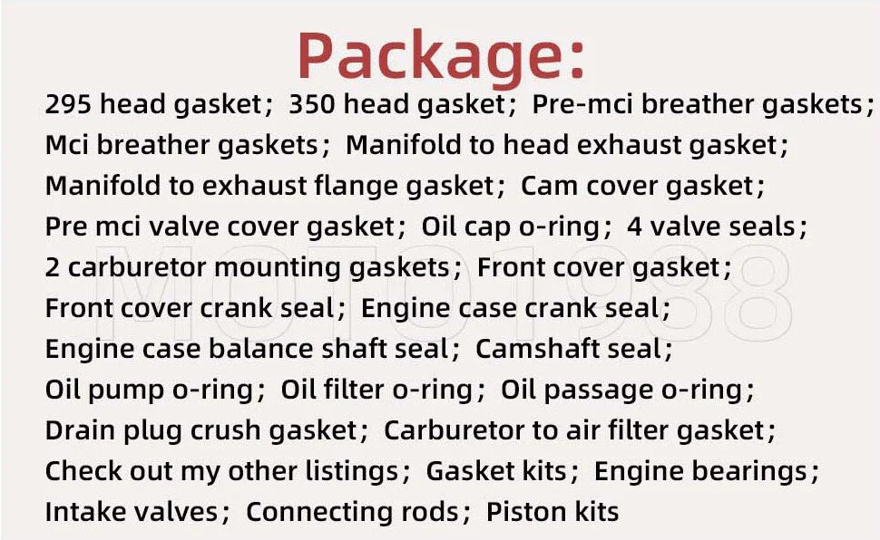 Engine Gasket Seals 295cc/350cc for EZGO ROBINS FUJI (1991–2002)