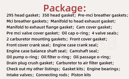 Engine Gasket Seals 295cc/350cc for EZGO ROBINS FUJI (1991–2002)