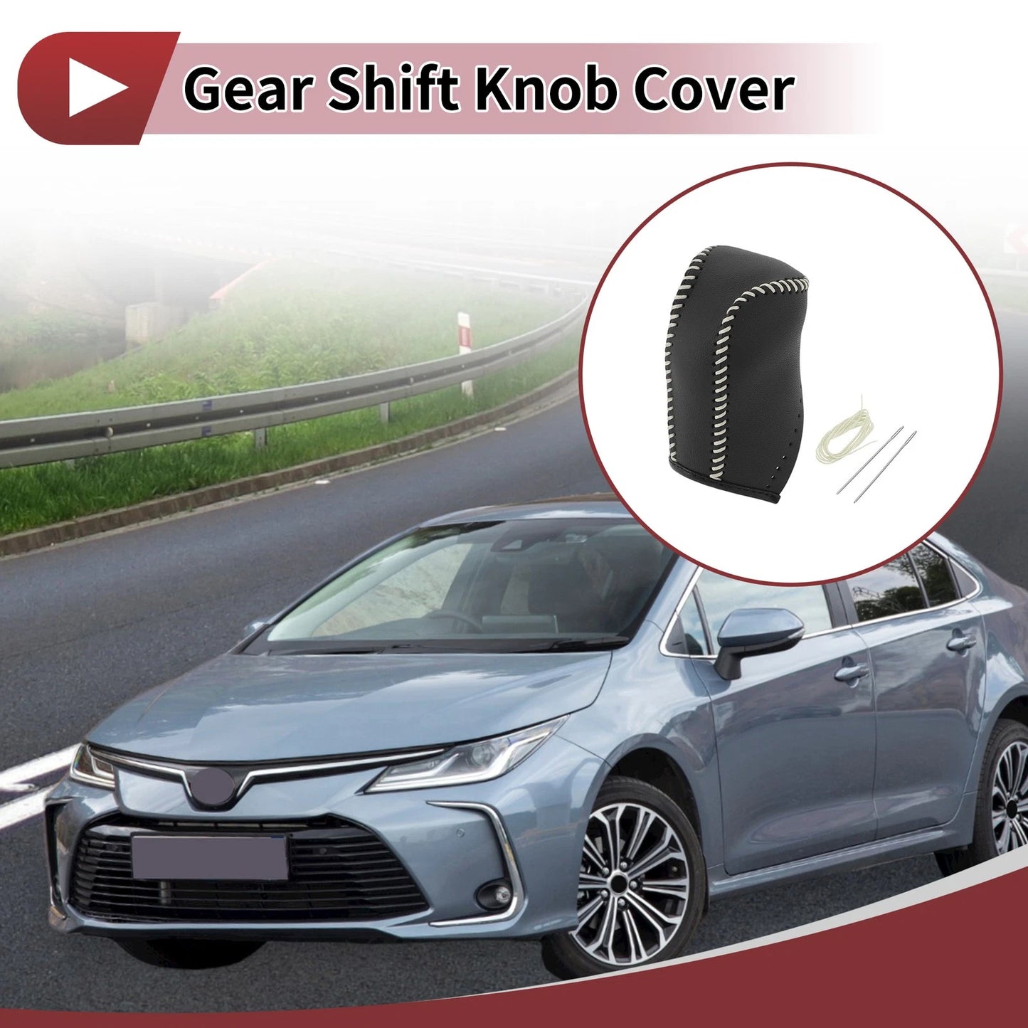 1 Pc Gear Shift Knob Cover for Toyota Corolla (2014–2018) Beige Faux Leather