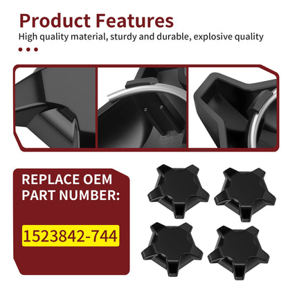 Set of 4 Matte Flash Black 5 Lug Rim Caps for Polaris RZR Turbo Pro R (2022–2024)