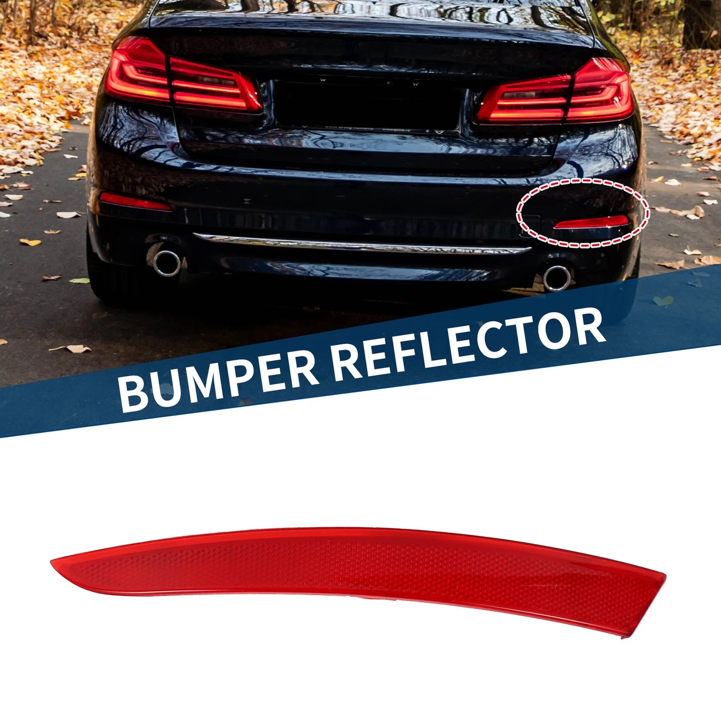 Bumper Reflector No. 63147318558 for BMW 535i GT (2014–2017) Red Right