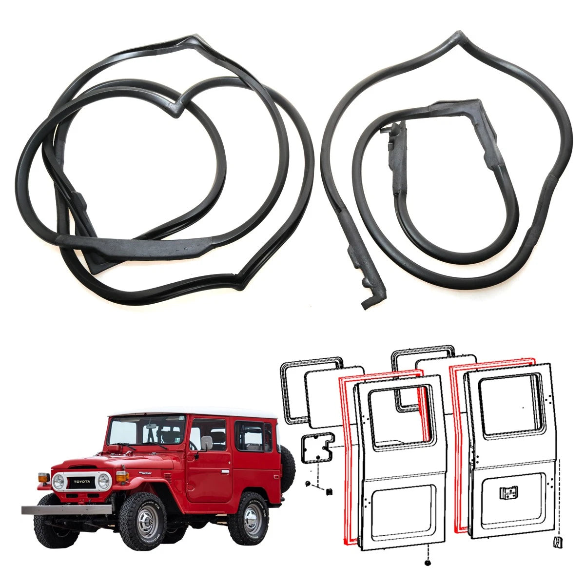 Weatherstrip Set for Toyota Land Cruiser BJ40 FJ40 (1969–1980)