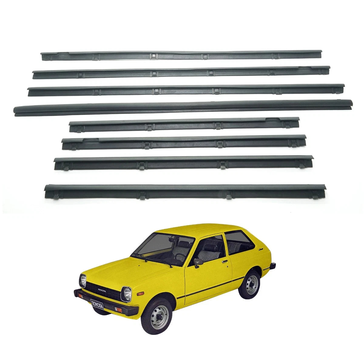 Set of 2 Door Glass Weatherstrip for Toyota Starlet (KP60–KP62)