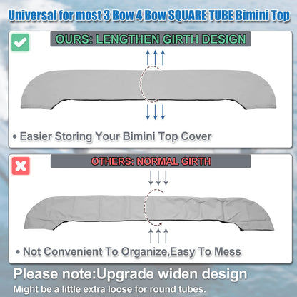 Bimini Top Storage Boot for Square Tube (97"-103" W) 600D Polyester Light Gray