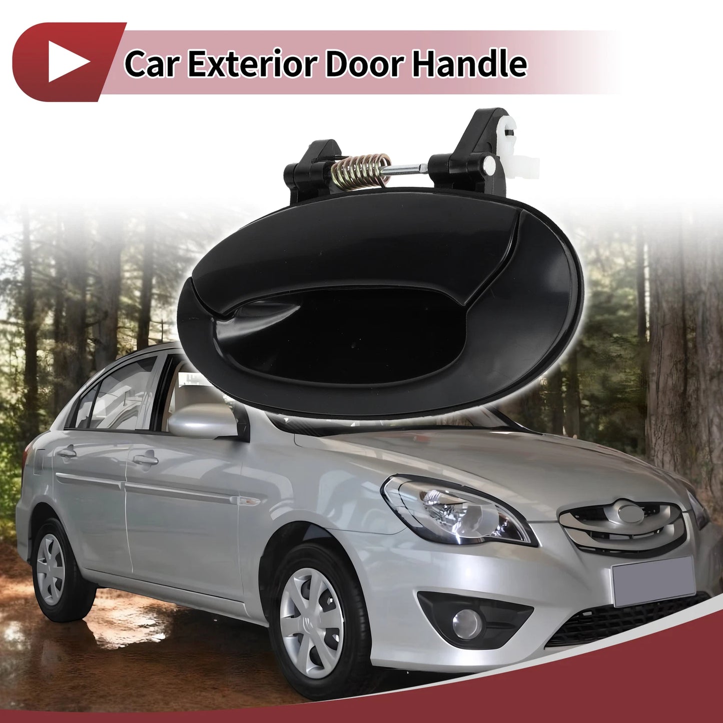 Car Exterior Door Handle for Hyundai Elantra (Rear Left, 8365029001) Black ABS