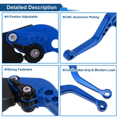 Short Brake Clutch Levers for Yamaha MT-10/FZ-10 (2017–2021) Blue 1 Pair