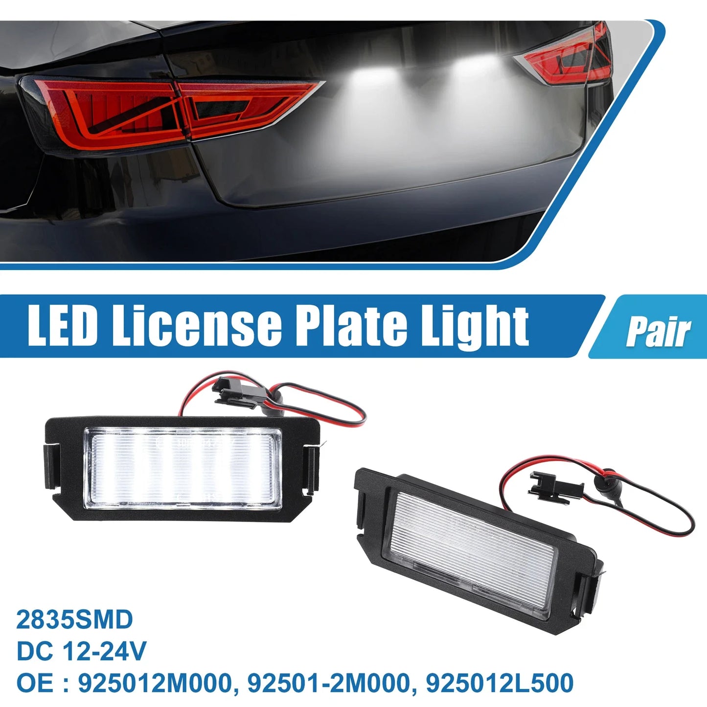 White LED License Plate Light Assembly 2 x 2835SMD for Hyundai