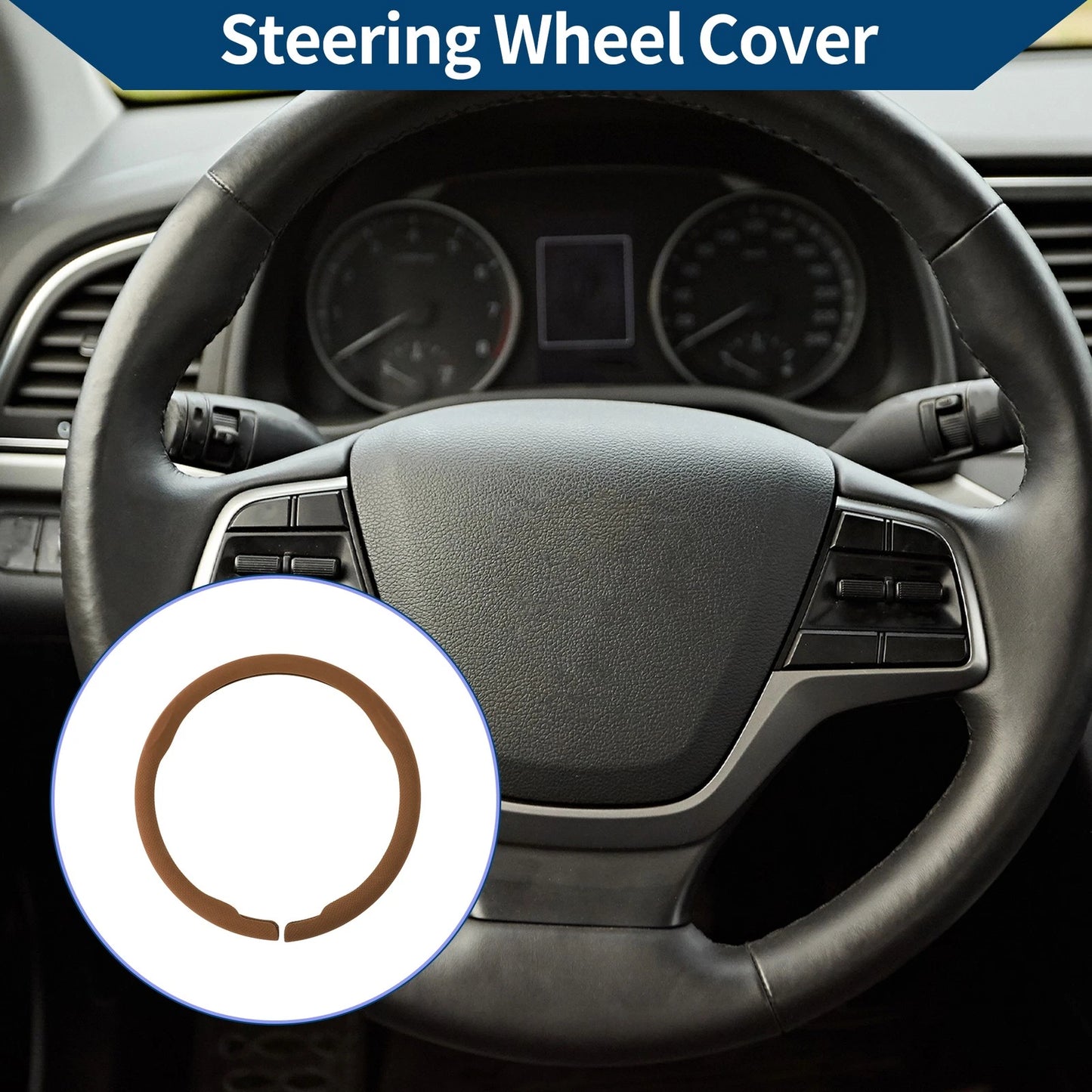 Steering Wheel Cover   - 14.96" Light Brown PVC