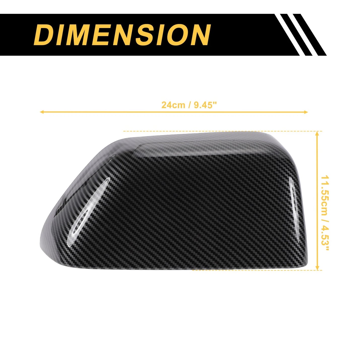 Set of 2 Rearview Mirror Cover Caps Black Carbon Fiber for Ford F-250 F-350 F-450