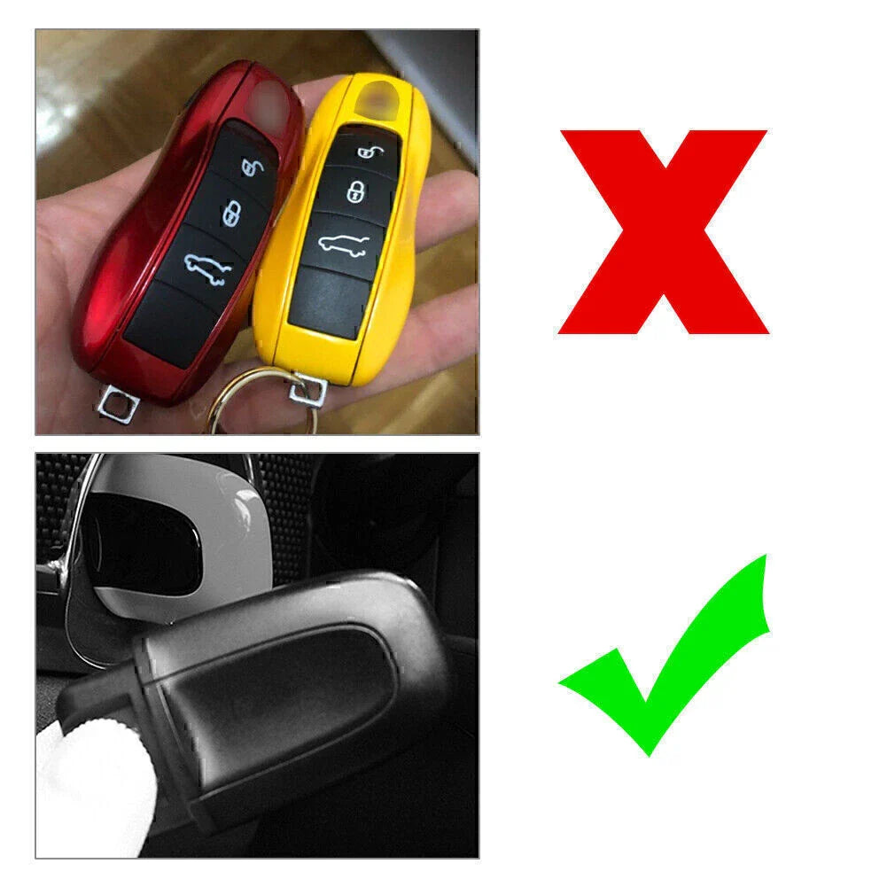 Silver ABS One Button Start Key Cover Case for Macan (2015-2023)
