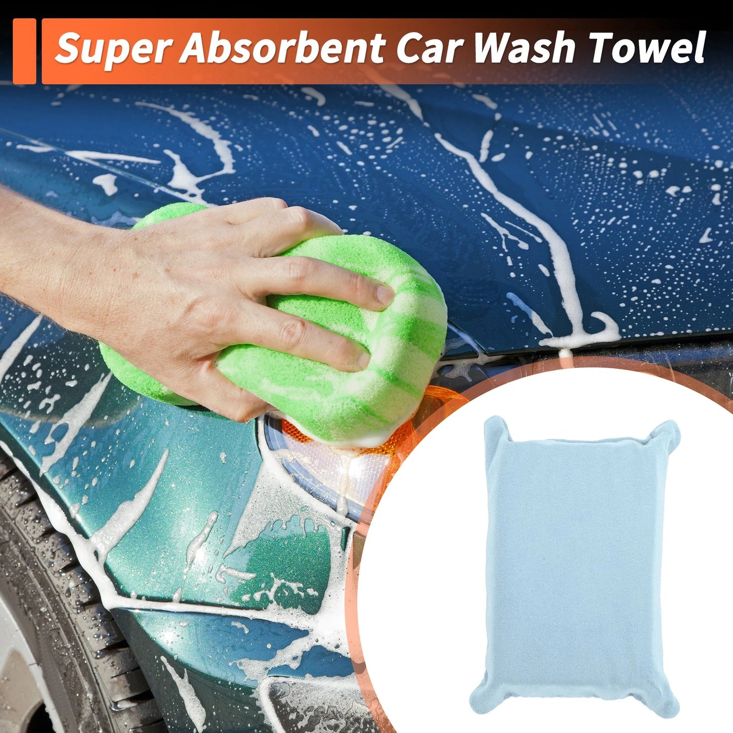 Set of 3 Microfiber Car Wash Towels 12x8x4cm Light Blue