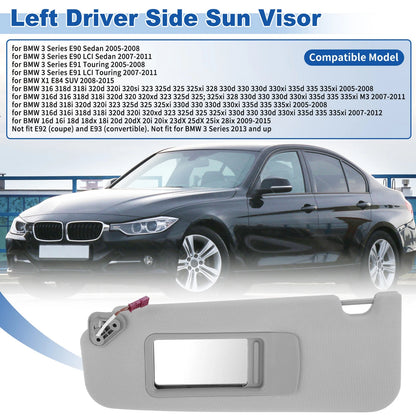 Left Side Sun Visor for BMW 3 Series E90/E91 (2005–2008) No. 51167252009