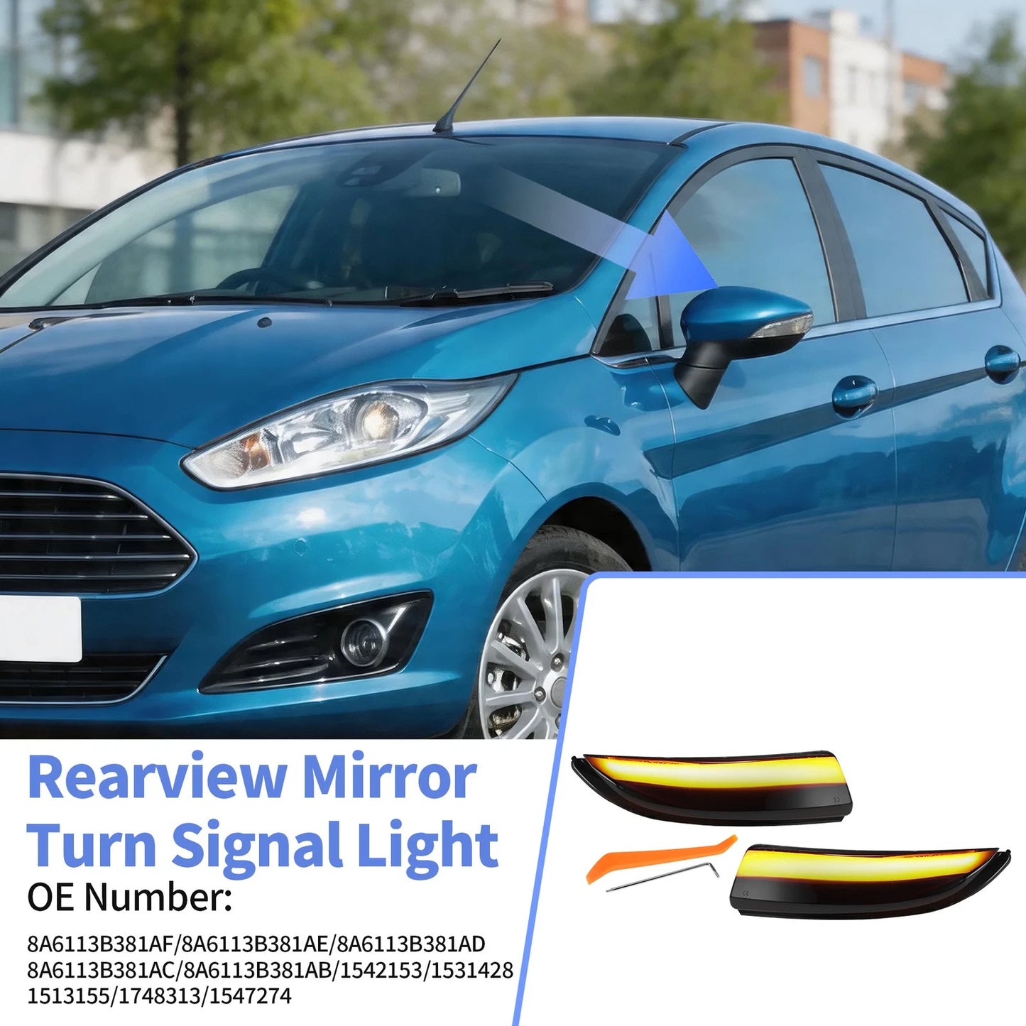 LED Mirror Turn Signal Light for Ford Fiesta Mk6 (2008–2017) 8A6113B381AF