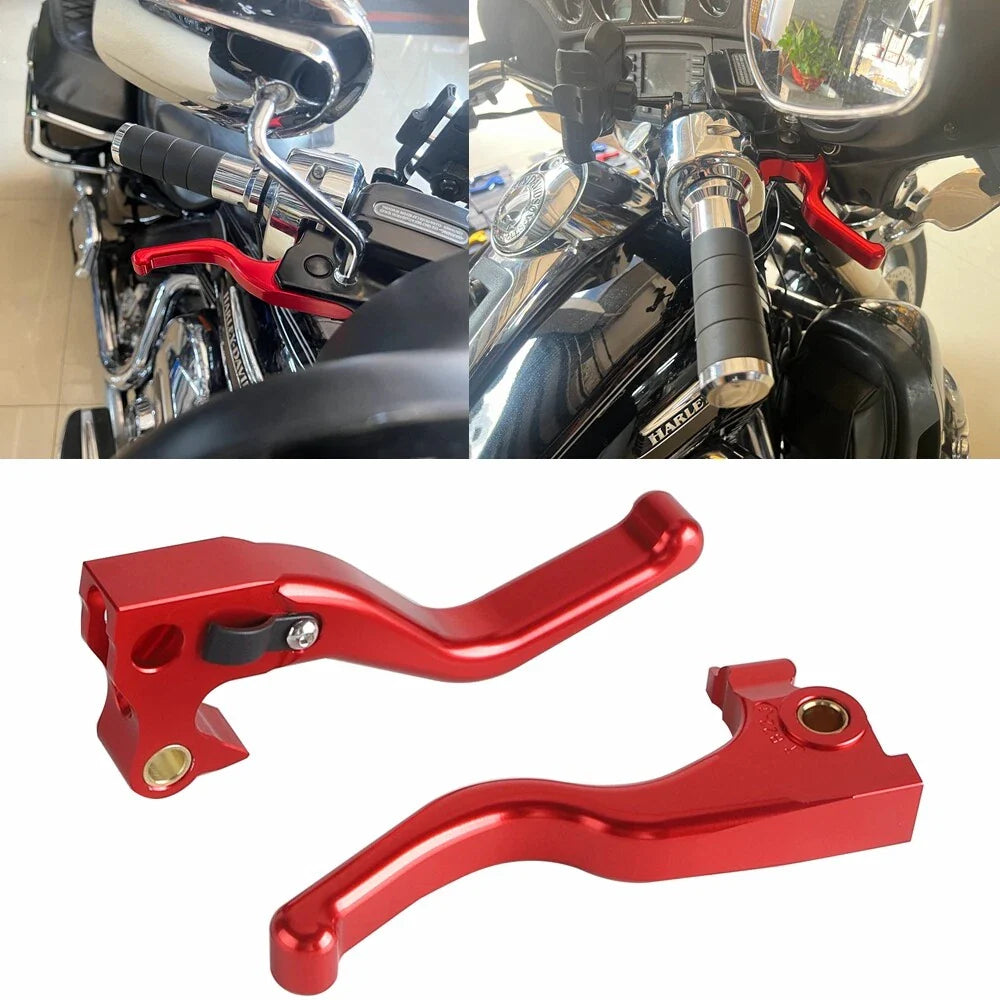 3 Finger 5.3'' Handle Grips Brake Clutch Levers Red for Harley Sportster (2010-2023)