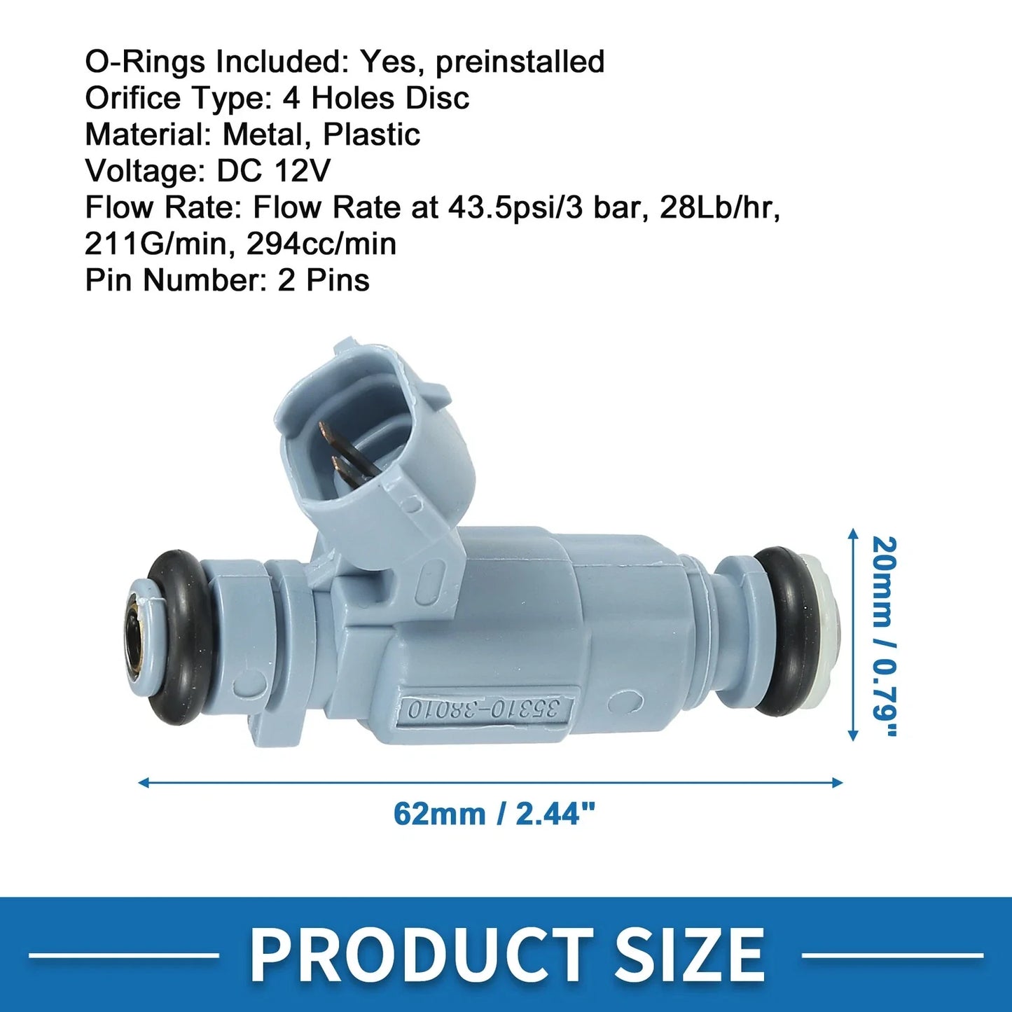 Fuel Injector for HYUNDAI Sonata 2.0 16V (1998-2001) - 1 x Blue Injector