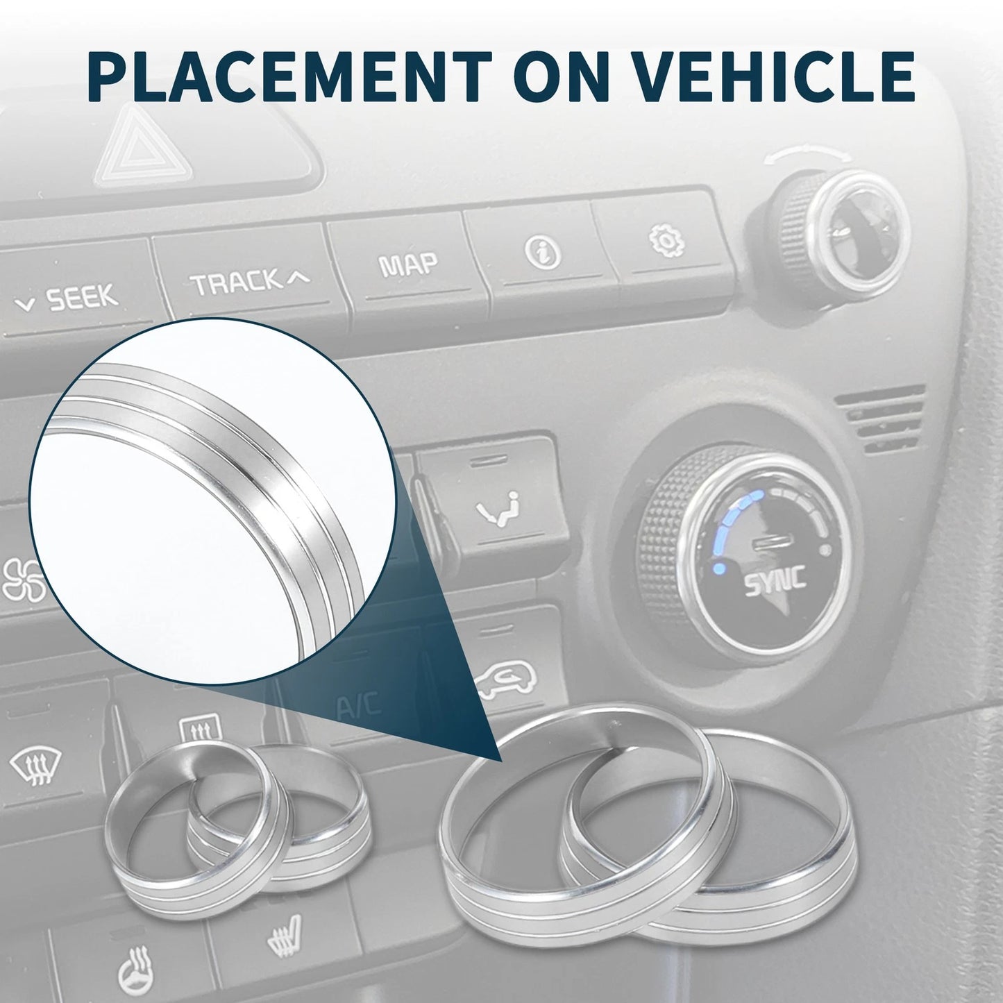 Set of 4 AC Media Volume Switch Knob Cover Rings for Kia Sportage QL (2017)
