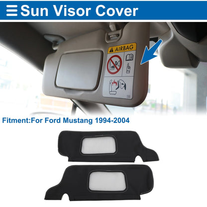 Set of 2 Sun Visor Covers for Ford Mustang (1994–2004) Left Right Black Gray