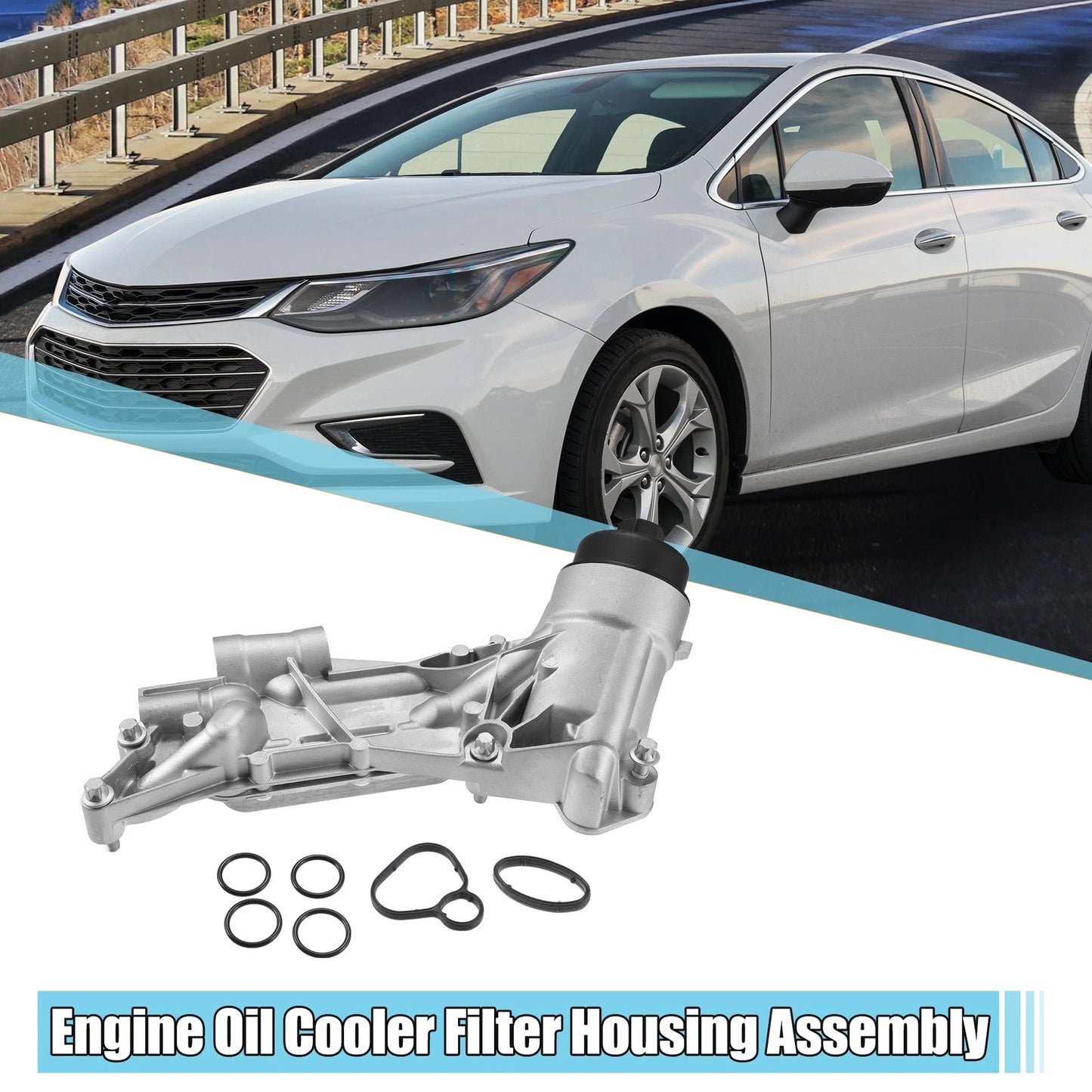 93186324 Engine Oil Cooler Oil Filter Housing with Gasket for Chevy Cruze (2011–2019)