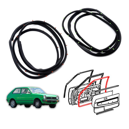Set of 4 Front Door Weatherstrip Seals for Toyota Starlet (1978–1984)