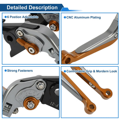Short Long Brake Clutch Levers for Kawasaki Vulcan S 650 (2015–2023) Titanium Orange