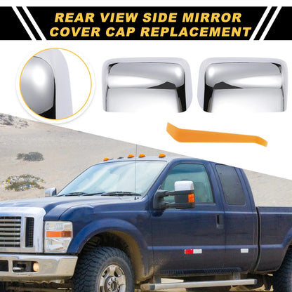 Set of 2 Rearview Mirror Cover Caps Chrome for Ford Excursion F150 F250 F350