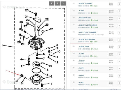 Drain Screw with O-Ring for Yamaha