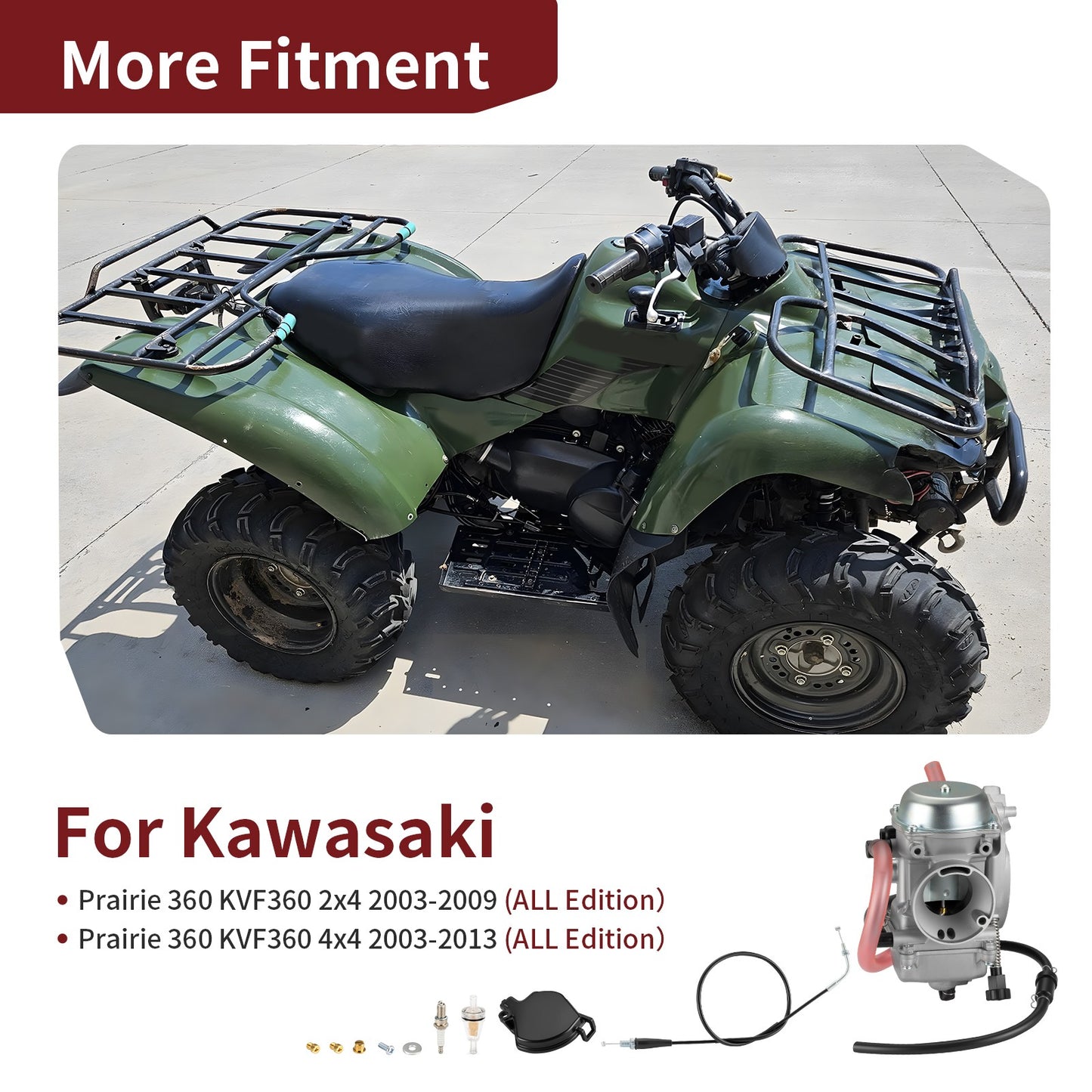 Carburetor with Throttle Cable for Kawasaki Prairie 360 (2003–2013)