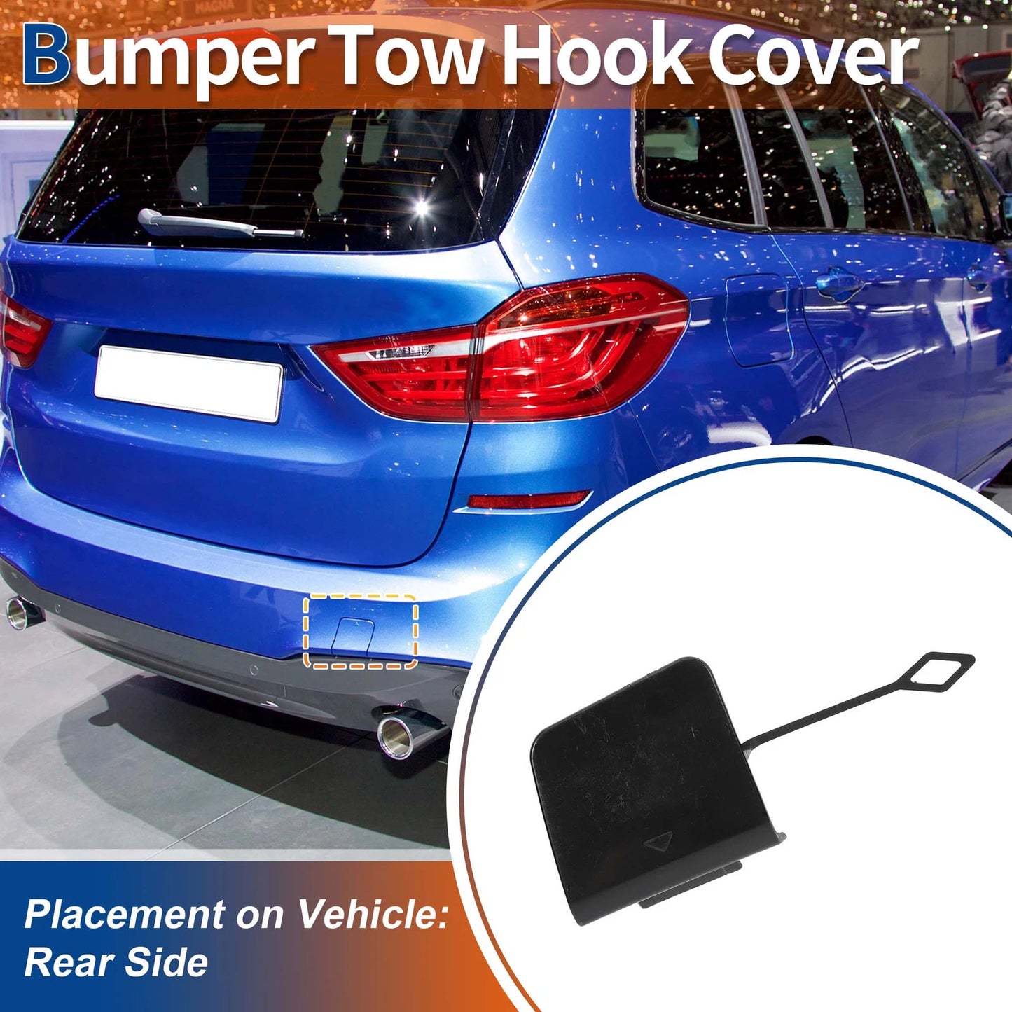 Rear Tow Hook Cover for BMW 2 Series F45 (2014–2021) No. 51317393792 Unpainted
