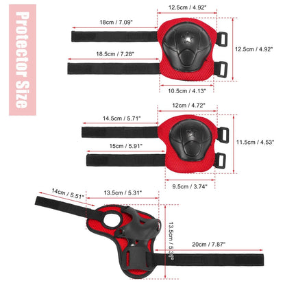 6 Pcs Skateboard Protective Pads for Elbow Knee Support (Red Black)