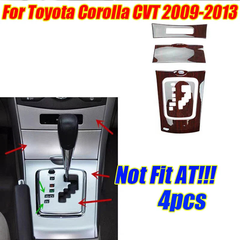 Glossy Wood Grain Console Panel Cover for Toyota Corolla (2009–2013)